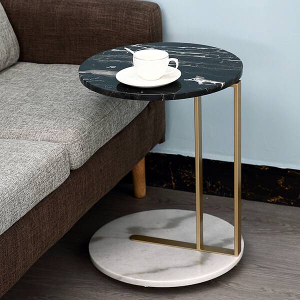 ขาย โต๊ะข้างเตียง โต๊ะข้างโซฟา หินอ่อนสองสีขาวดำ ราคา