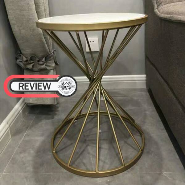 รีวิว โต๊ะข้างเตียง โต๊ะข้างโซฟา ท็อปหินอ่อน สีขาว