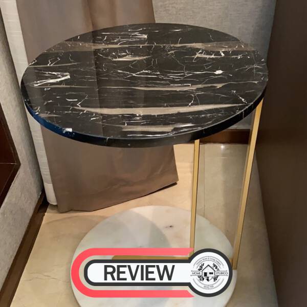 รีวิว โต๊ะข้างเตียง โต๊ะข้างโซฟา หินอ่อนสองสีขาวดำ