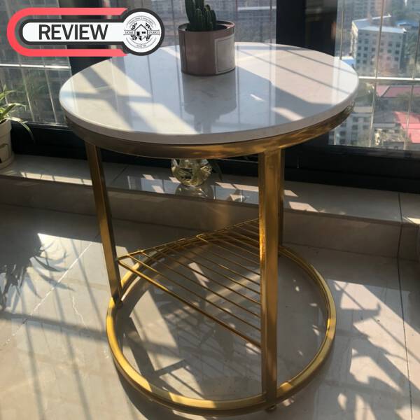 รีวิว โต๊ะข้างเตียง โต๊ะข้างโซฟา ท็อปหินอ่อนสองชั้น