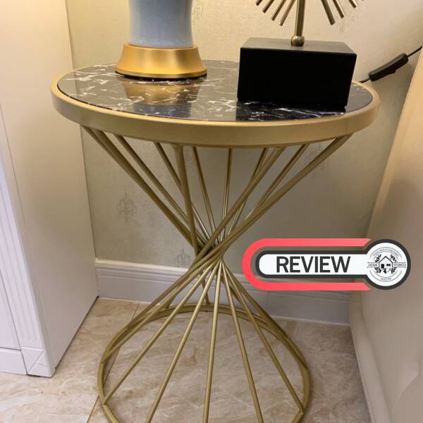 รีวิว โต๊ะข้างเตียง โต๊ะข้างโซฟา ท็อปหินอ่อน สีขาว