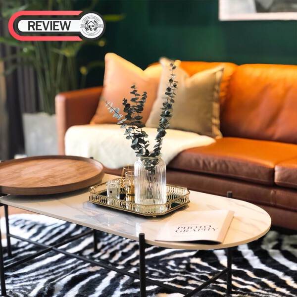 รีวิว โต๊ะกลางรับแขกดีไซน์ไม้ผสมหินอ่อน