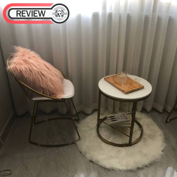 รีวิว โต๊ะข้างเตียง โต๊ะข้างโซฟา ท็อปหินอ่อนสองชั้น