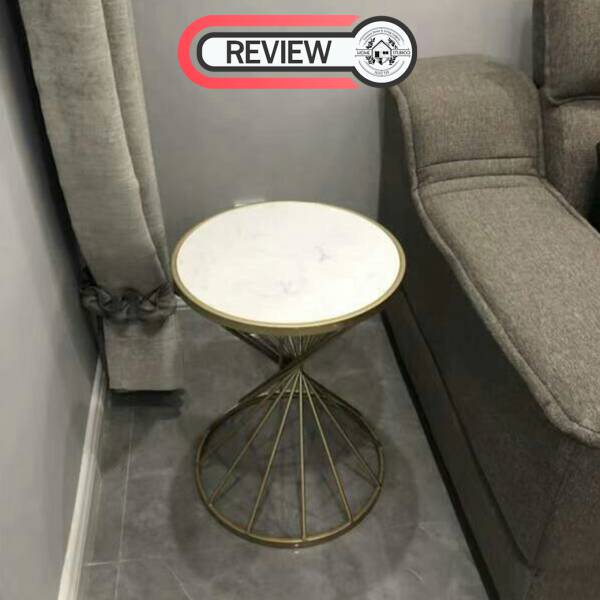 รีวิว โต๊ะข้างเตียง โต๊ะข้างโซฟา ท็อปหินอ่อน สีขาว
