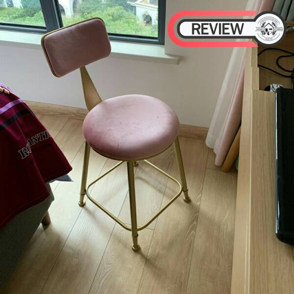รีวิว เก้าอี้ผ้ากำมะหยี่สไตล์พรีเมี่ยม เบาะสีชมพู