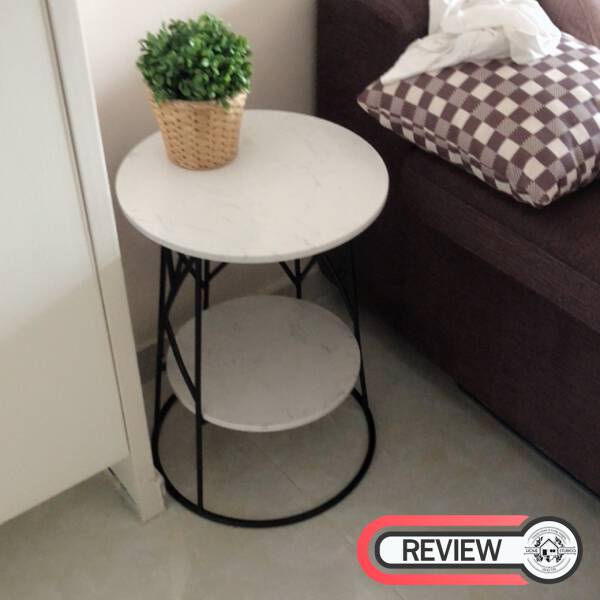 รีวิว โต๊ะข้างเตียง โต๊ะข้างโซฟา ท็อปหินอ่อนสองชั้น ดีไซน์เอกลักษณ์