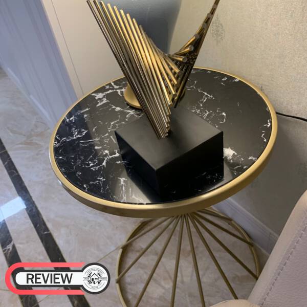 รีวิว โต๊ะข้างเตียง โต๊ะข้างโซฟา ท็อปหินอ่อน สีดำ