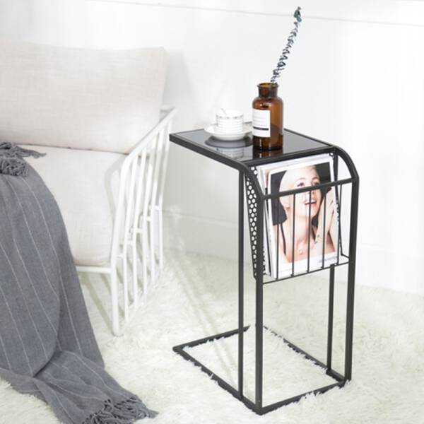 โต๊ะข้างอเนกประสงค์พร้อมชั้นวางหนังสือ สีดำ ราคาพิเศษ