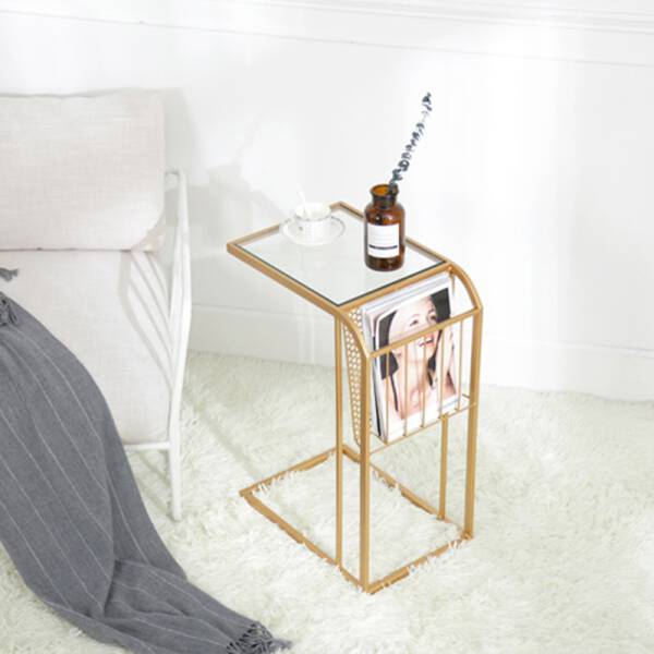 ขาย โต๊ะข้างอเนกประสงค์พร้อมชั้นวางหนังสือ สีทอง ราคาพิเศษ