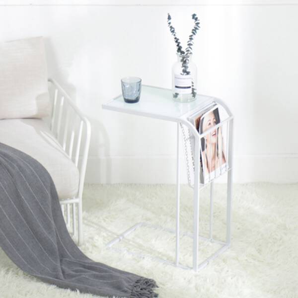 ขาย โต๊ะข้างอเนกประสงค์พร้อมชั้นวางหนังสือ สีขาว ราคาพิเศษ