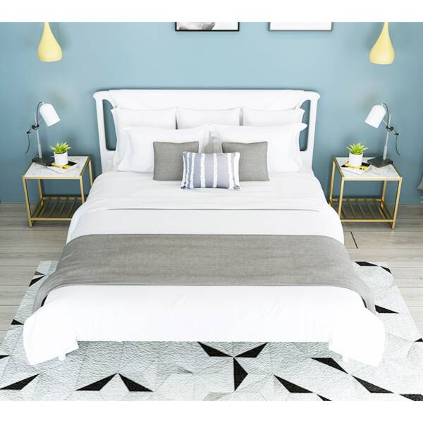 โต๊ะข้างเตียง โต๊ะข้างโซฟา ทรงสี่เหลี่ยมท็อปหินอ่อน ท็อปหินอ่อนสีขาว โครงขาสีทอง