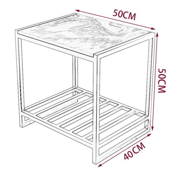 ขนาด โต๊ะข้างเตียง โต๊ะข้างโซฟา ทรงสี่เหลี่ยมท็อปหินอ่อน