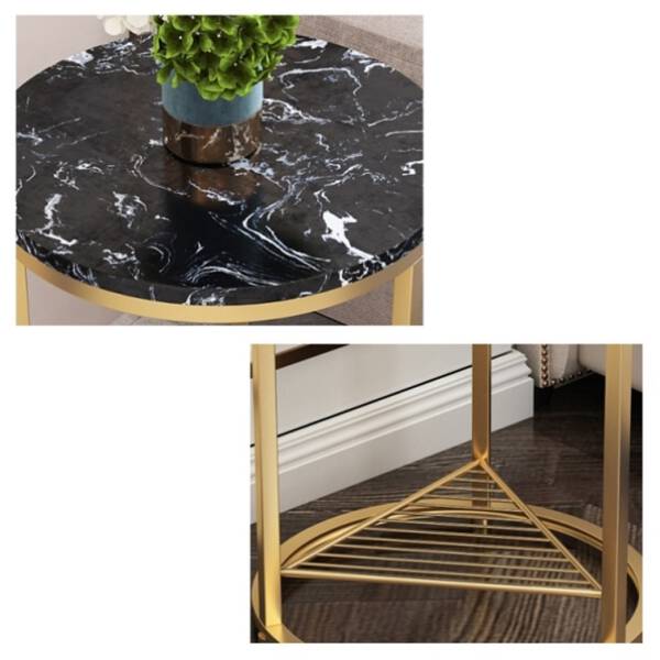 รายละเอียด ท็อป และ ฐาน โต๊ะข้างเตียง โต๊ะข้างโซฟา ท็อปหินอ่อนสองชั้น