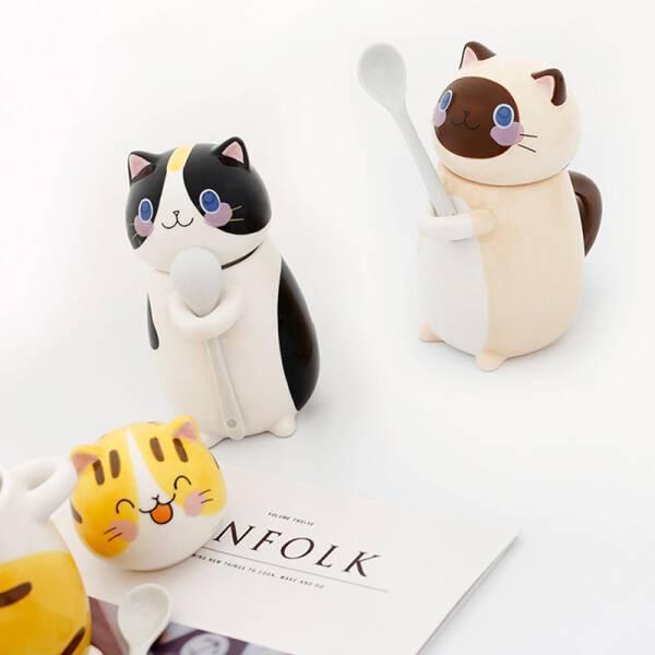 ขาย แก้วกาแฟลายน้องเหมียว Ceramic Cat Mug ราคา พิเศษลด