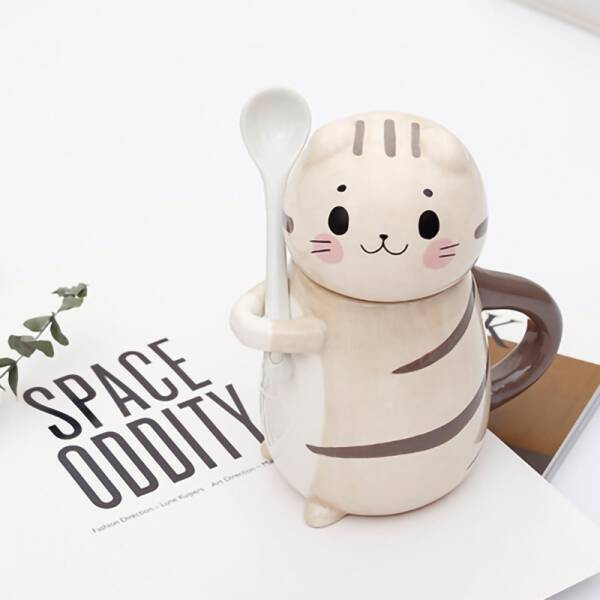 ขาย แก้วกาแฟลายน้องเหมียว Ceramic Cat Mug ราคา ลด พิเศษ