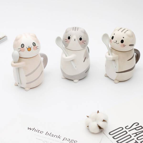 ขาย แก้วกาแฟลายน้องเหมียว Ceramic Cat Mug ราคาลดพิเศษ