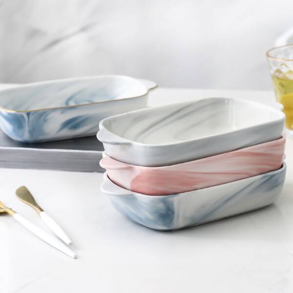 ขาย ถาดอบขนมลายหินอ่อน Marble Baking Dish พิเศษราคา ลด