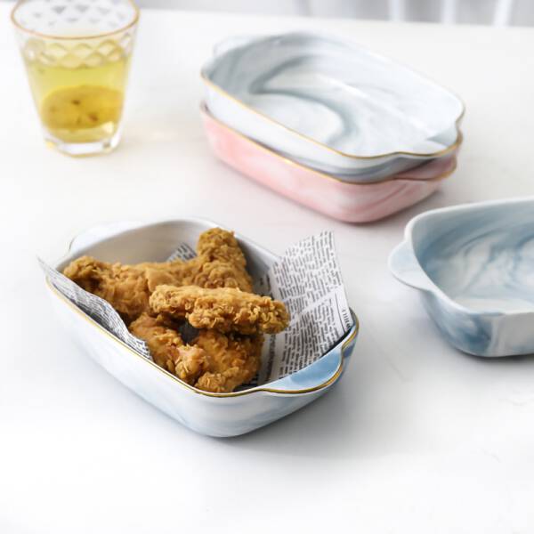 ขาย ถาดอบขนมลายหินอ่อน Marble Baking Dish ลด พิเศษ