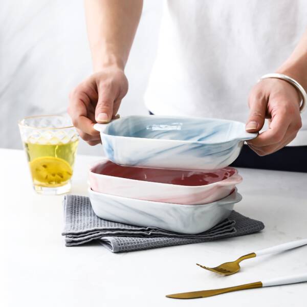 ขาย ถาดอบขนมลายหินอ่อน Marble Baking Dish ลดพิเศษ