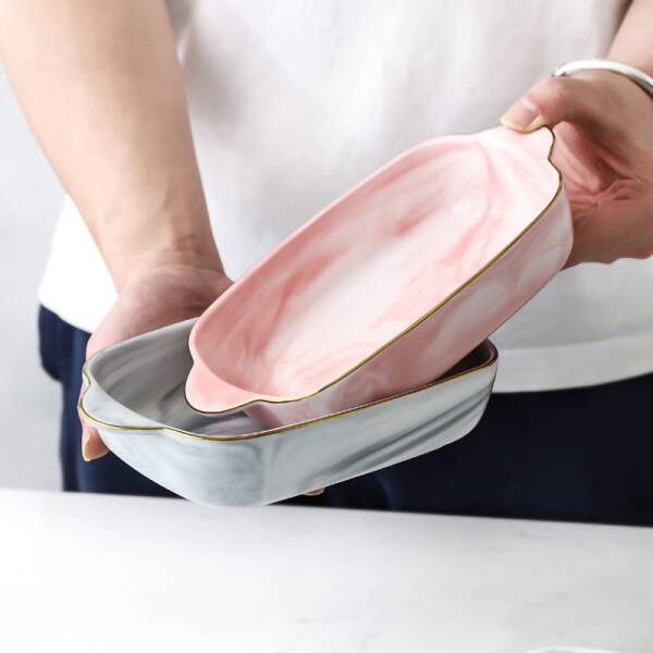 ขาย ถาดอบขนมลายหินอ่อน Marble Baking Dish พิเศษลด