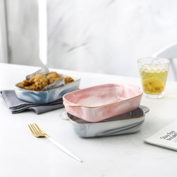 ขาย ถาดอบขนมลายหินอ่อน Marble Baking Dish ราคา พิเศษ