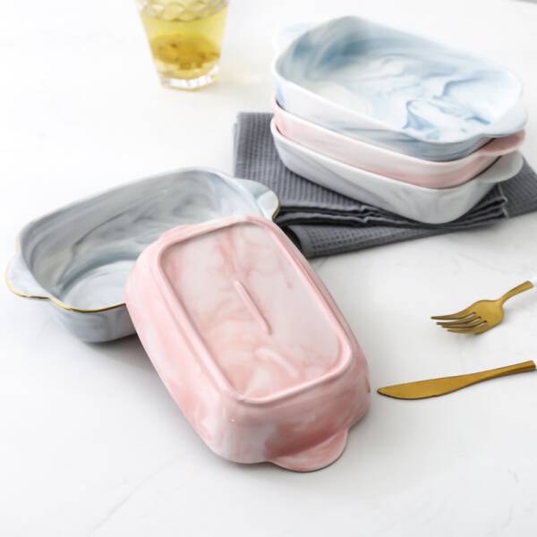 ขาย ถาดอบขนมลายหินอ่อน Marble Baking Dish ราคาพิเศษ