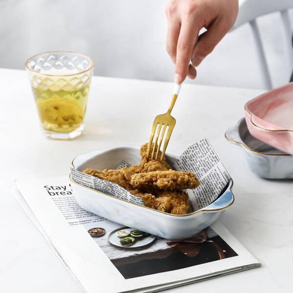 ขาย ถาดอบขนมลายหินอ่อน Marble Baking Dish ราคาลด