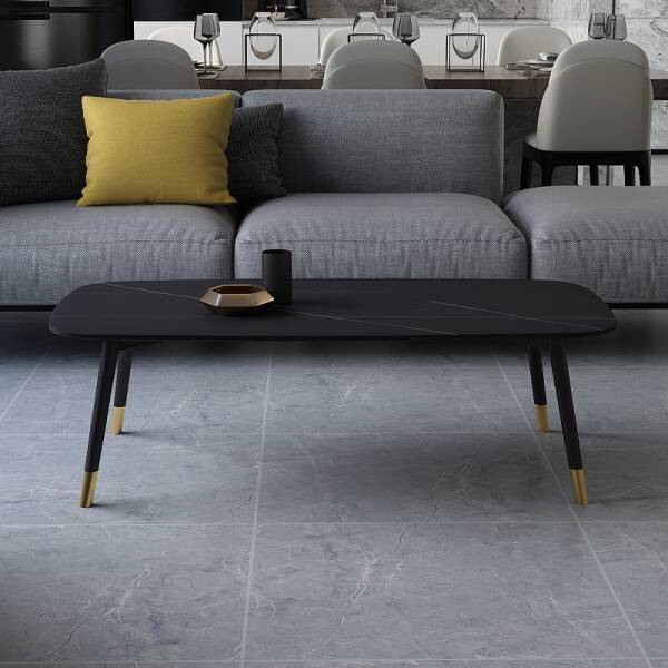 โต๊ะกลางท็อปสี่เหลี่ยมผืนผ้าหินอ่อน ท็อปสีดำ