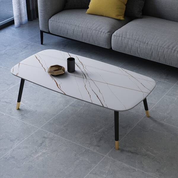 โต๊ะกลางท็อปสี่เหลี่ยมผืนผ้าหินอ่อน ท็อปหินอ่อนสีขาว