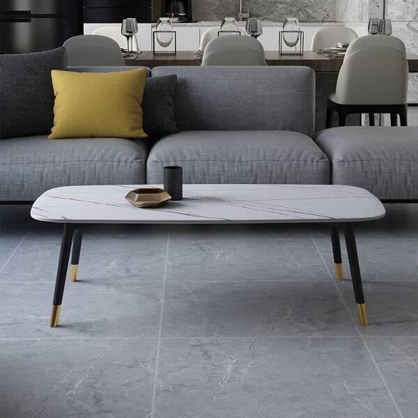 โต๊ะกลางท็อปสี่เหลี่ยมผืนผ้าหินอ่อน ท็อปสีขาว