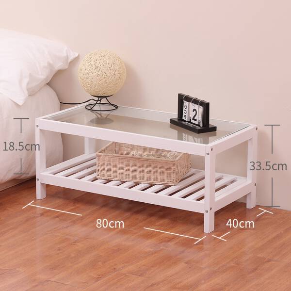 ขาย โต๊ะข้างอเนกประสงค์ท็อปไม้แท้ Wooden Rectangle Side Table