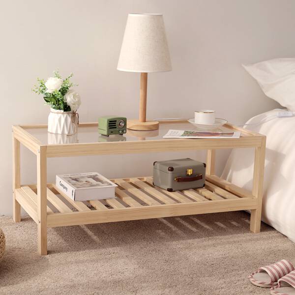 ขาย โต๊ะข้างอเนกประสงค์ท็อปไม้แท้ Wooden Rectangle Side Table