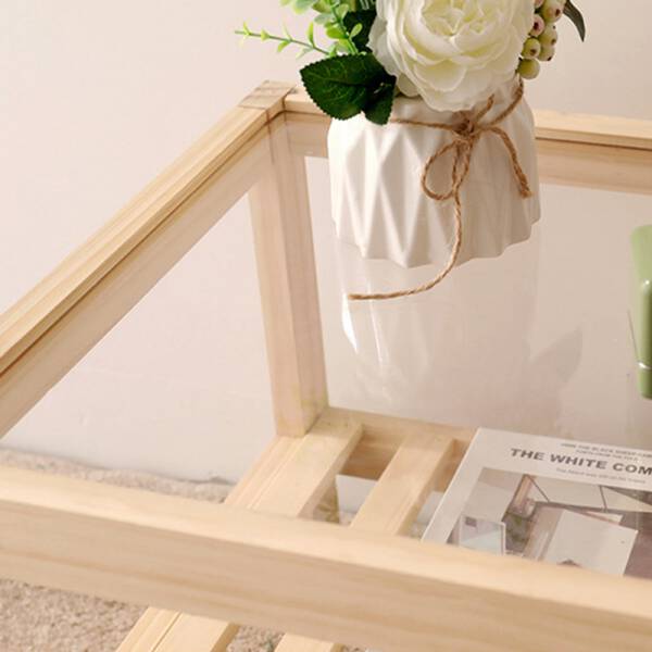 ขาย โต๊ะข้างอเนกประสงค์ท็อปไม้แท้ Wooden Rectangle Side Table