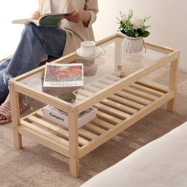 ขาย โต๊ะข้างอเนกประสงค์ท็อปไม้แท้ Wooden Rectangle Side Table