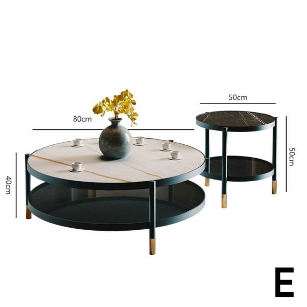 ขาย โต๊ะกลางหินอ่อน ชุด 2 ตัว Creative Luxury Circle Coffee Table Set