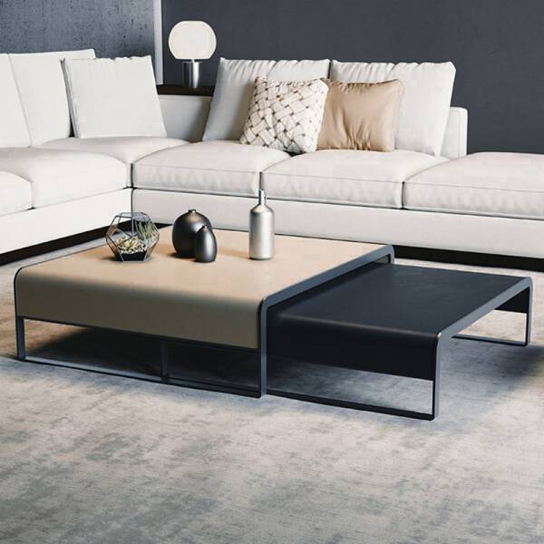 ขาย โต๊ะกลางห้องรับแขกสี่เหลี่ยม ชุด 2 ตัว Nordic Luxury Square Coffee Table Set