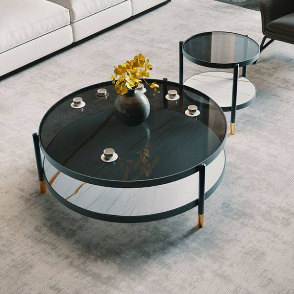 ขาย โต๊ะกลางหินอ่อน ชุด 2 ตัว Creative Luxury Circle Coffee Table Set