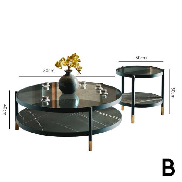 ขาย โต๊ะกลางหินอ่อน ชุด 2 ตัว Creative Luxury Circle Coffee Table Set