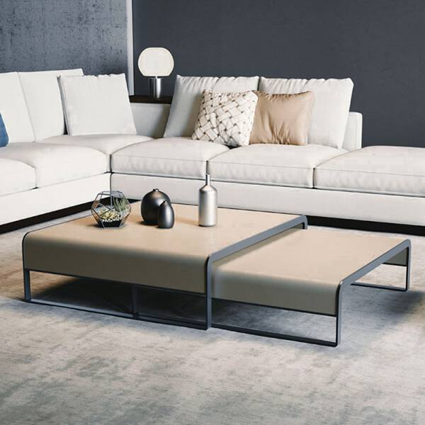 ขาย โต๊ะกลางห้องรับแขกสี่เหลี่ยม ชุด 2 ตัว Nordic Luxury Square Coffee Table Set