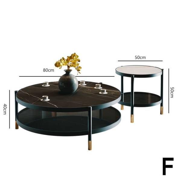 ขาย โต๊ะกลางหินอ่อน ชุด 2 ตัว Creative Luxury Circle Coffee Table Set