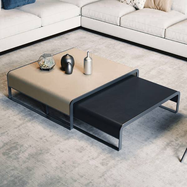 ขาย โต๊ะกลางห้องรับแขกสี่เหลี่ยม ชุด 2 ตัว Nordic Luxury Square Coffee Table Set