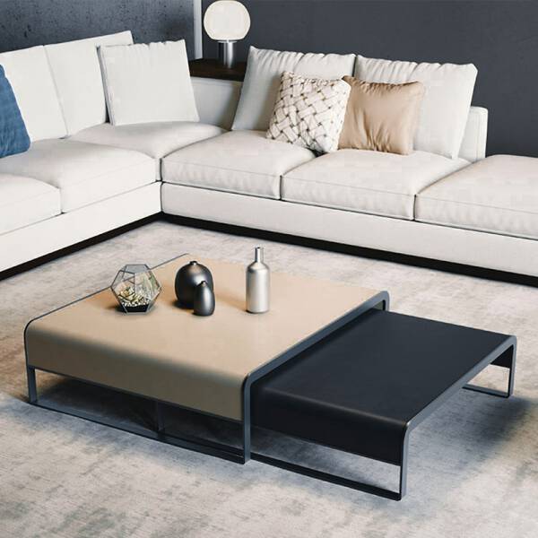 ขาย โต๊ะกลางห้องรับแขกสี่เหลี่ยม ชุด 2 ตัว Nordic Luxury Square Coffee Table Set