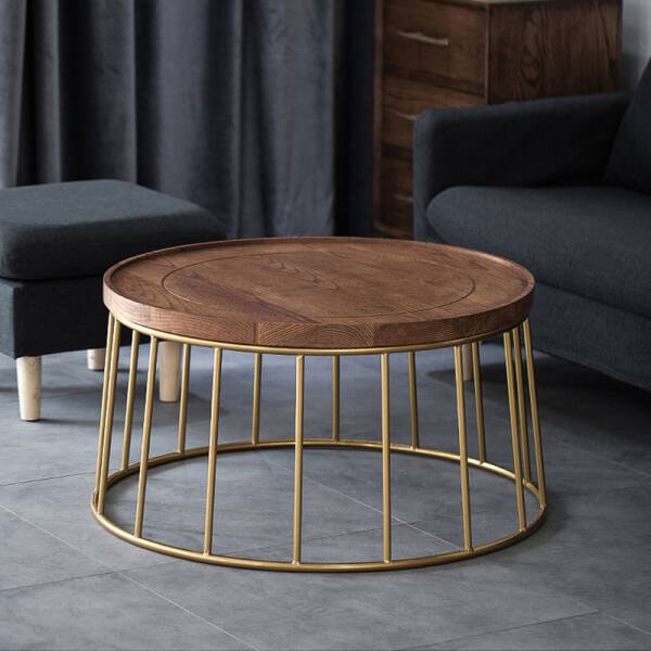 ขาย โต๊ะกลางห้องรับแขกท็อปไม้แท้ Circle Wooden Coffee Table