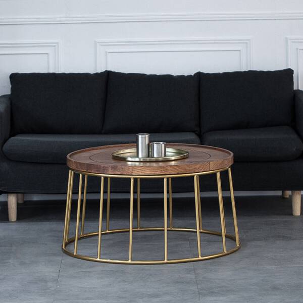 ขาย โต๊ะกลางห้องรับแขกท็อปไม้แท้ Circle Wooden Coffee Table