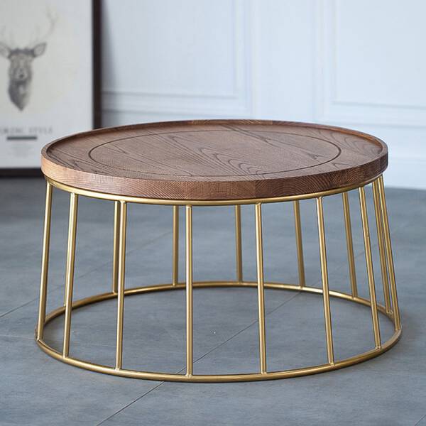 ขาย โต๊ะกลางห้องรับแขกท็อปไม้แท้ Circle Wooden Coffee Table