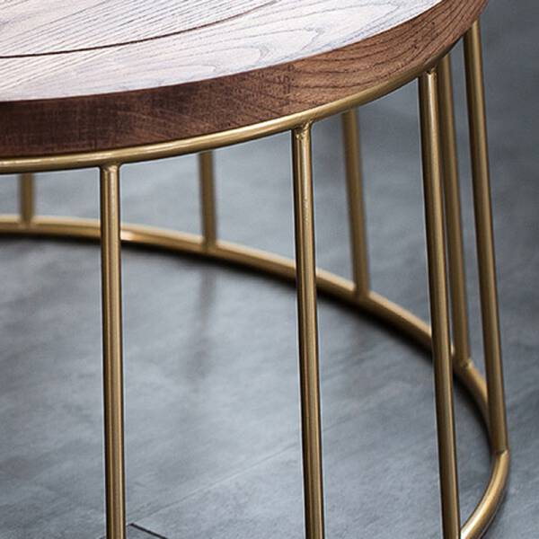 ขาย โต๊ะกลางห้องรับแขกท็อปไม้แท้ Circle Wooden Coffee Table