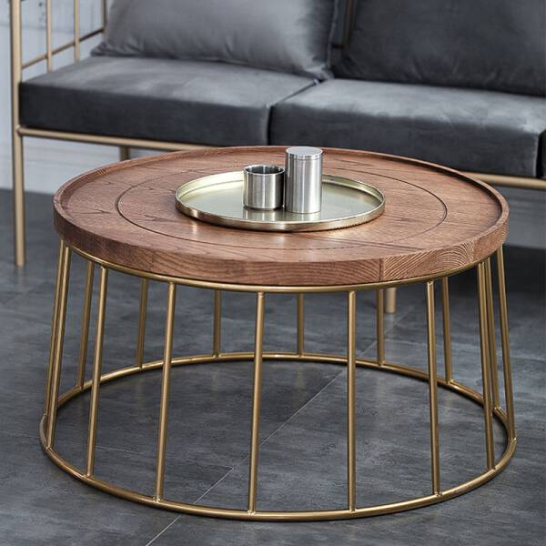 ขาย โต๊ะกลางห้องรับแขกท็อปไม้แท้ Circle Wooden Coffee Table
