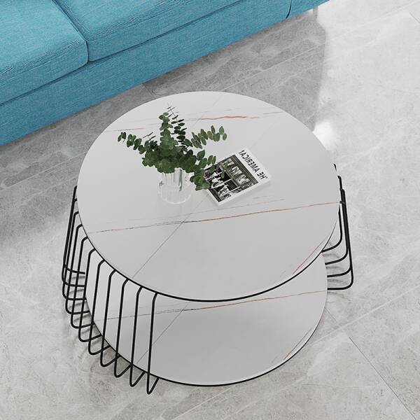 ขาย โต๊ะกลางลายหินอ่อนสองชั้น 2 Layers Round Coffee Table
