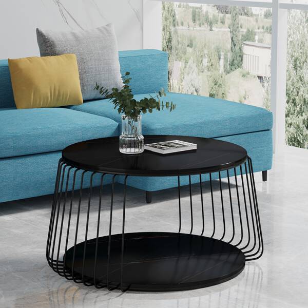 ขาย โต๊ะกลางลายหินอ่อนสองชั้น 2 Layers Round Coffee Table