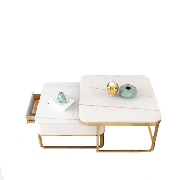 ขาย ชุดโต๊ะกลางพร้อมลิ้นชักเก็บของ Marble Coffee Table Set with Drawer Set
